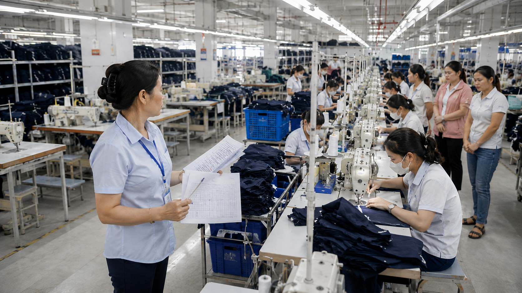 Thực trạng tổ trưởng chuyền phân công công nhân thủ công bằng giấy tờ tại xưởng may