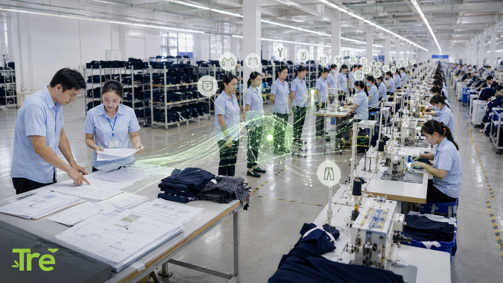 Giao việc tự động bằng AI ngành may phân tích ma trận kỹ năng để phân công công nhân và cân bằng chuyền sản xuất