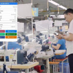Bộ phận kỹ thuật kiểm tra máy móc thiết bị ngành may bằng ứng dụng mobile Tre ERP tại xưởng sản xuất