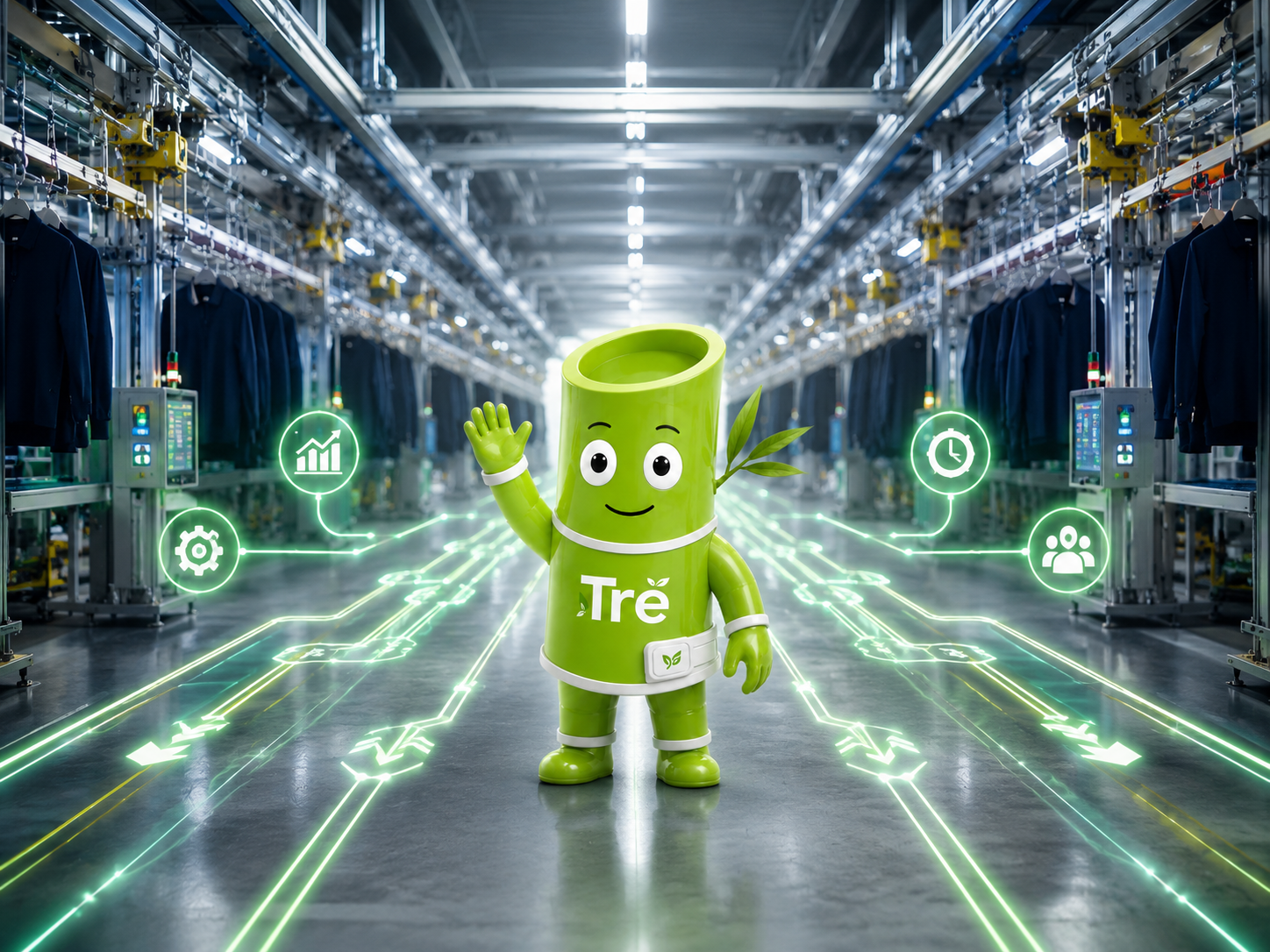 Minh hoạ chuyền treo kết nối với phần mềm Tre ERP