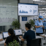 Đội ngũ triển khai ERP phối hợp cùng quản lý nhà máy may trong quá trình chuẩn hóa quy trình sản xuất và vận hành hệ thống ERP.