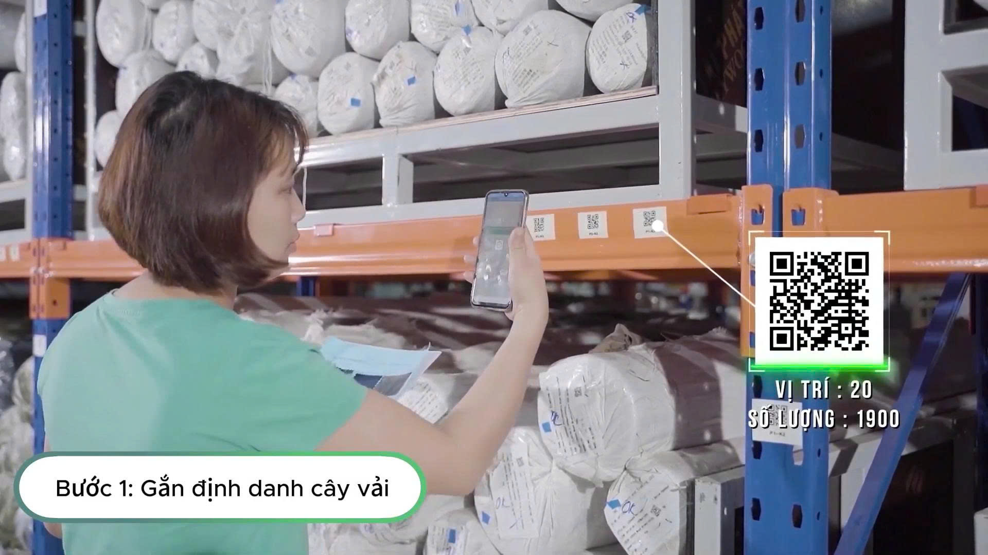 Quét dữ liệu truy vết thành phẩm may tại kho